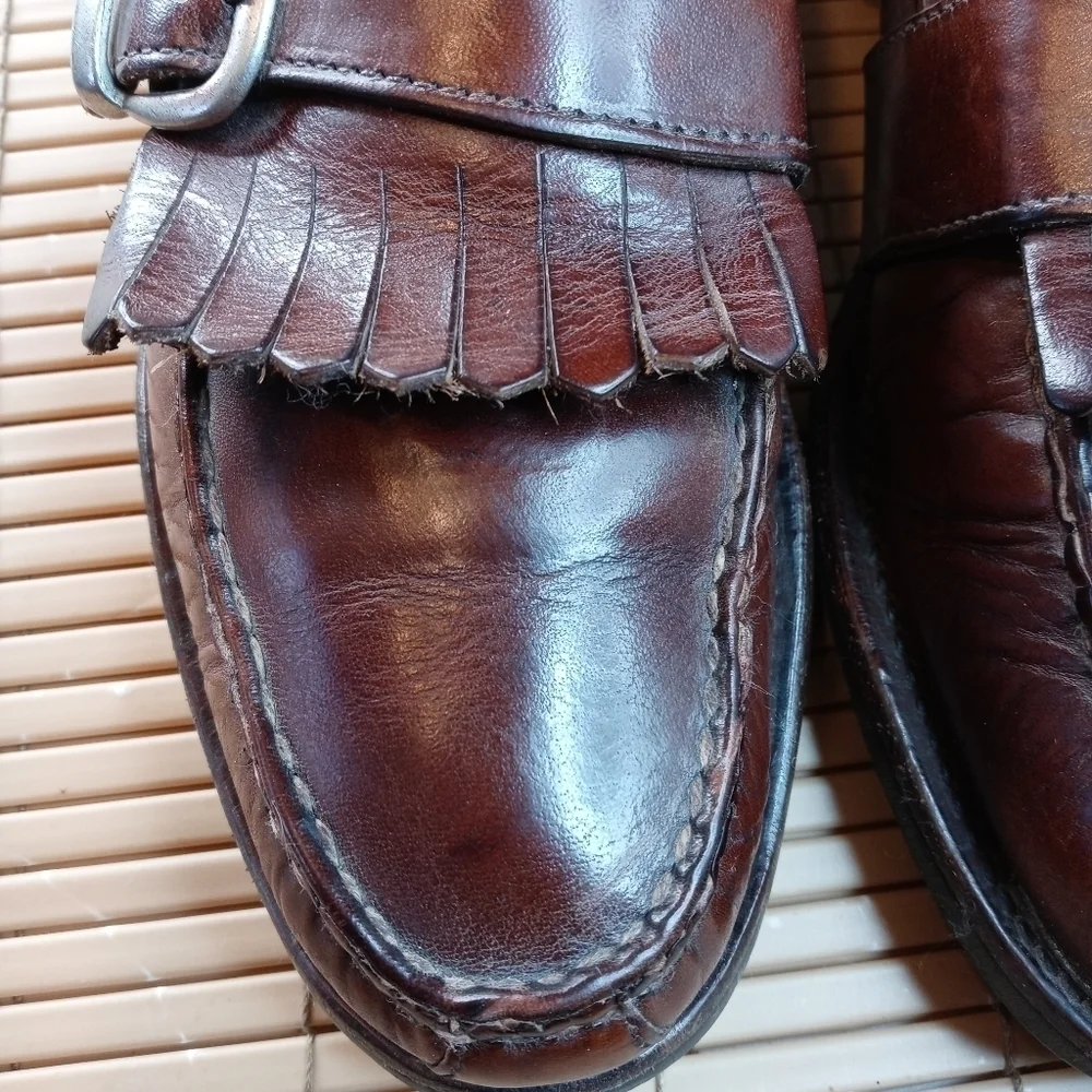 ALLEN EDMONDS Waterbury Brown Sz 11.5 B Men Kiltie Buckle Loafers. 404pem